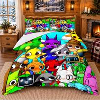 Sprunki Pattern Bedding 3Pcs Set Bed Sheet And Pillowcases For Indoor Bedroom 180cmx210cm