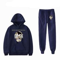 Amerikiečių reperio DMX spaudinio vyriškas ir moteriškas džemperio rinkinys Laisvas gobtuvas ir kelnės 2 vnt. rinkiniai Oversized sportinis kostiumas Madingi unisex drabužiai M black