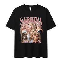 90-ųjų Sabrina Carpenter Muzikos turo grafiniai marškinėliai Unisex Moteriški Retro Aukštos kokybės Madingi marškinėliai 100% medvilnė Didelio dydžio marškinėliai M gray