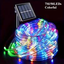LED Solar String Lights Garden Waterproof Tube Rope Lamp Christmas Garland Fairy Lights For Outdoor Holiday Decoration Lighting Colorful-7M 50LED blue