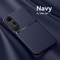 For OPPO A60 4G Case Magnetic Car Holder Leather Phone Case For OPPO A 60 A60 4G Soft Silicone Shockproof Protection Back Cover For OPPO A60 4G tamsiai mėlyna