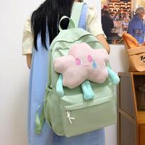New girl star backpack, primary school student plush cute backpack, fresh and sweet middle school student backpack žalia