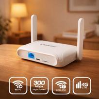 „Qoltec“ maršrutizatorius namams ir kelionėms 4G LTE WiFi 6 | AX300 | 2,4 GHz | Dvi antenos | USB-C | „Micro SIM“