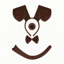 Floppy Dachshund Costume Kit | Soft Textile Material, Puppy Dog Ears and Tail Accessory Set, Coffee_Dachshund 4-piece black