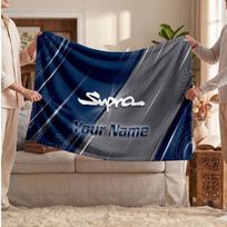 Toyota Supra Flannel Blanket, Custom Name Text Personalized Soft Throw Blanket Home Decor Gift 80cmx120cm blue