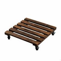 Square Wooden Plant Stand with Wheels Versatile Planter Trolley Anti Heavy Duty Roller 35*35cm black