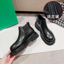 Cowhide Version Thick-soled Heightening British Martin Boots Women's Leather Versatile and Thin Chelsea Boots Low Boots 35 gray