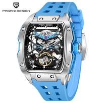 Naujas PAGANI DESIGN 42MM Tonneau vyriškas mechaninis laikrodis, prabangus safyro stiklas, automatinis laikrodis, 50M atsparus vandeniui, skeletinis laikrodis vyrams gray