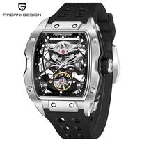 Naujas PAGANI DESIGN 42MM Tonneau vyriškas mechaninis laikrodis, prabangus safyro stiklas, automatinis laikrodis, 50M atsparus vandeniui, skeletinis laikrodis vyrams gray