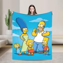 Bartas Homeras Lisa Marg Antklodė S-Simpsons Super Minkšta Spausdinta Pliušinė Mesti Antklodė Svetainei Flanelinis Lovatiesė Lovos Uždangalas 75cmx90cm blue