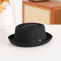 Vilnos veltinio skrybėlaitė su tekstūruotu vainiku ir užlenktu krašteliu | Britiško vintažinio stiliaus | Unisex rudens žiemos laisvalaikio fedora 58cm black
