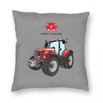 Massey Ferguson Red Tractor Square Pillowcase Polyester Linen Velvet Pattern Zip Decor Sofa Cushion Cover x 30cmx30cm(12x12Inch) gray