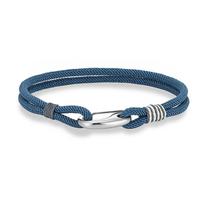 Stainless Steel Lobster Spring Clasp Double Strand Braided Rope Bracelet for Men Women Couple Jewelry Gifts 17cm mėlyna