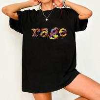 Y2K 90s Retro T Shirt with Rage Print & 90s Iconic Colors Women Men Cotton Tee Casual Summer Oversized O-Neck Novelty Streetwear 4XL white