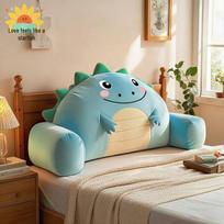 Children's Cartoon Bedside Soft Upholstered Backrest Cushion - Anti-Collision Pillow for Girls' Rooms, 2026 Edition 0.9-1m bed (90x45cm) Removable Cover gray