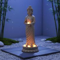 Saulės Budos Statulėlė Atspari Orai Sodo Lempa Vandeniui Nelaidi Meditacinė Figūrėlė Sandstone_Standing Buddha
