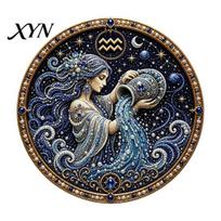 Unikali gimtadienio dovana jai Zodiako ženklas Dirbtinio perlo meno rinkinys, 12 ženklų Pasidaryk pats tapyba Atpalaiduojantis pomėgis Rankdarbių rinkiniai, Apvalus 3D žvaigždynų sieninis A gray