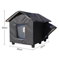 Elevated Waterproof Cat & Small Dog House: Winter Shelter with Rain & Cold Protection 45x50x50 juoda