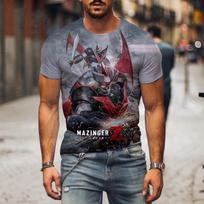 Mazinger Z Robot 3D Print Sports Quick-dry Breathable Men' T-shirt Outdoor Street Anime Harajuku Parent-child Short Sleeve Top M gray