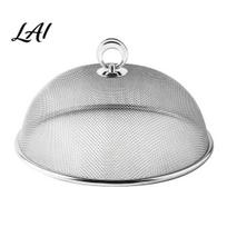 Portable Food Tent with Handle for Camping Stainless Steel Mesh Cover Handle Round Breathable Hot Dishes Protector Durable Guard And Fruit Platters 40cm white
