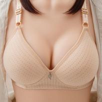 Full Cup Bra Without Steel Ring, Comfortable and Breathable Thin Cotton Underwear Gathering Loose Size Bras for Middle-aged  Pregnant Women 44/100BC abrikosas