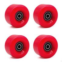 4 Pieces Roller Skate Wheels with Bearings Polyurethane Replacement for Red_4 Wheels red