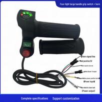 Four-Light Electric Vehicle Throttle with Grip Switch, Horn & Voltage Display 48V black