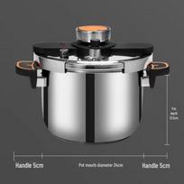304 Stainless Steel Explosion-Proof Pressure Cooker with Knob, Home Use, 5L, Open/Close Feature black