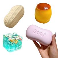 Hot Fruit Stress Ball Crunchy Squeeze Ball Squishy Cheese Peanut Soft Block Feel Fidget Toy ASMR Sensory Anti Stress Ball Adults red