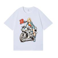 Dragon Ball Android 18 Japanese Style T-Shirt, Classic High Quality Streetwear, Men's Clothing, Women's Clothing, New Summer L white