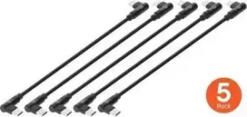 Manhattan trumpas USB-C laidas įkrovimui, 60 W, 20 cm, kištukas–kištukas, kampinis (5 vnt.), juodas