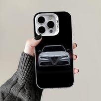 A- Alfa-es Cool R-Romeos Automobilio Telefono Dėklas Skirtas iPhone 16,15,14,13,12,11,Pro,Max,Plus,Mini,XS,SE Anti Drop Baltas Matinis Kietas Bamperis iPhone14