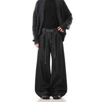 Unisex American Retro Pleated Wide-Leg Raw Denim Jeans 3XL juoda