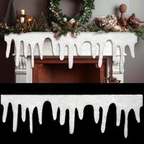2Pcs/4Pcs Christmas Fake Snow Blanket, Icicle Artificial Snow Fireplace Blanket Roll, 47.24* 14.17inch Snow Table Runner, Rustic Decorative Cover 2Pcs balta