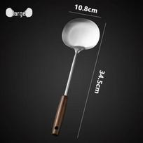 Stainless Steel Extended Handle Stir-fry and Chef’s Spoon Set with Large Soup Ladle Set with Spatula and Ladle black