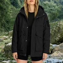Women's Jacket with Hood Multiple Pockets Raglan Sleeves Windproof Quick-Dry Design for Outdoor Hiking XL juoda