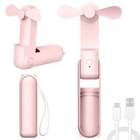 Xiaomi Cute Mini Portable Handheld Fan with 500mAh Battery 3 Speed Adjustable Low-Noise Electric Fan Outdoor Folding Design Ideal Gift rožinė