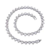 Versatile Cuban Style Necklace Crystal Decorated Heart Glass Charm Clavicle Chain Perfect for Daily Dating Event sidabras