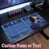 Billie Eilish Customized Name Text Mouse Pad, Large Desk Mouse Mat Personalized Home Office Present 30cmx60cm blue