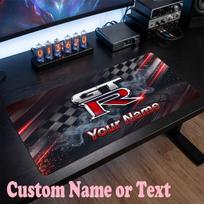 Nissan GT-R Customized Name Text Mouse Pad, Large Desk Mouse Mat Personalized Home Office Present 30cmx60cm gray