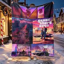 Grand Theft Auto VI rašto pledas namų dekoravimui, lovai, sofai, kelionėms automobiliu, stovyklavimui, tinkamas visiems sezonams, gimtadienio Kalėdų dovana 150cmx180cm