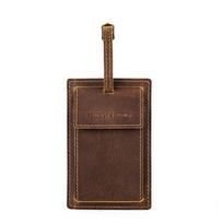 Vintage Leather Luggage Tag AirTag Tracker Compatible With - Full Grain Cowhide Travel ID Coffee brown