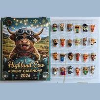 2026 Highland Cow Advent Calendar 24 Days 3D Christmas Countdown Calendar Reusable Cute Festival Ornaments Set Christmas Gift 3D balta