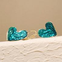 Lady Elegant Vintage Green Heart Stud Earrings Women Girl Drop Earrings Party Chic Jewelry žalia