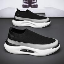 Summer New Sports Shoes Men's Socks Breathable Mesh Running Shoes Black Slip-On Slip-Ons Men's Casual Driving Shoes Suitable for Outdoor 46 juoda