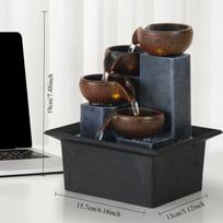 Tabletop Water Fountain Desktop Feng Shui Ornament Office Desk Decoration Indoor Waterfall Feature with Soothing Sound for Home European standard gray