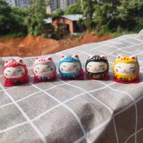 5 vnt./rinkinys Japoniški keraminiai Daruma amatai Animacinis laimingasis katinas Sėkmės ornamentas Namų dekoro aksesuarai Dovanos Svetainės dekoras