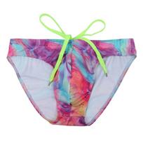 Men's Sexy Double Layer Thong - Anti-Exposure, Lace-Up, High Elasticity, Breathable U-Convex Print Underwear L (65-80 kg) pink