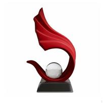 Feng Shui Table Ornament Luxury Accent Resin Wave Sculpture Craftsmanship Abstract raudona