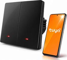 Qoltec 52708 Smart 2-Gang Light Switch | Wi-Fi | Timer | Tuya | Smart life | Black